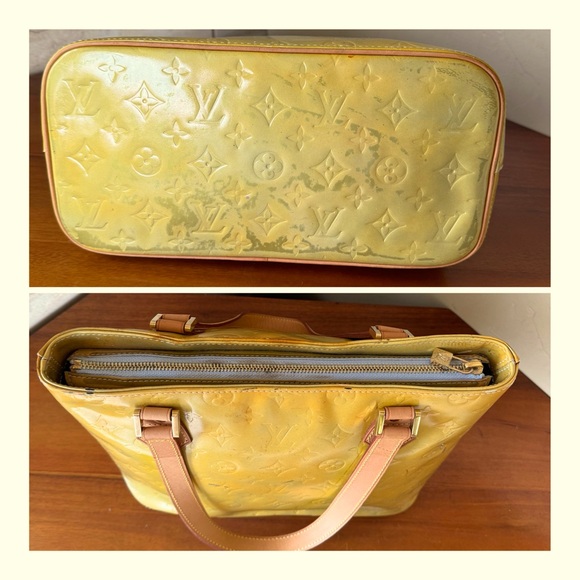 🧡FANCY🧡Louis Vuitton Houston Yellow Patent Vernis Leather Handbag - Picture 7 of 15